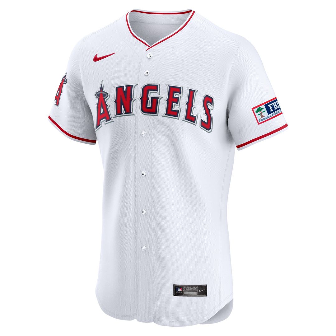 Los Angeles Angels Nike Home Elite Patch Jersey - White MLB Team Jersey Baseball Fan Apparel