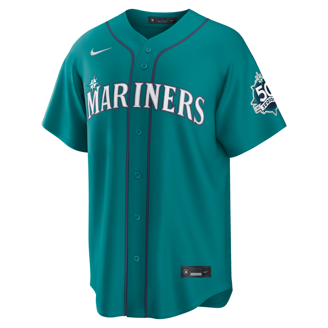 Seattle Mariners Julio Rodríguez Nike Home Stadium 50th Season Patch Jersey - White MLB Team Jersey Baseball Fan Apparel