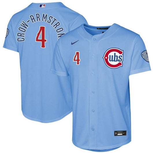 Chicago Cubs Pete Crow - Armstrong Nike Youth Alternate 2 Stadium Jersey - Light Blue MLB Team Jersey Baseball Fan Apparel