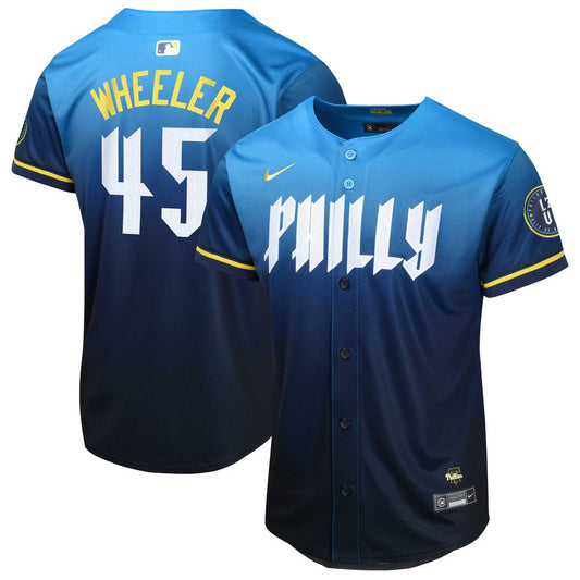Philadelphia Phillies Zack Wheeler Nike Youth 2024 City Connect Limited Player Jersey - Blue MLB Team Jersey Baseball Fan Apparel