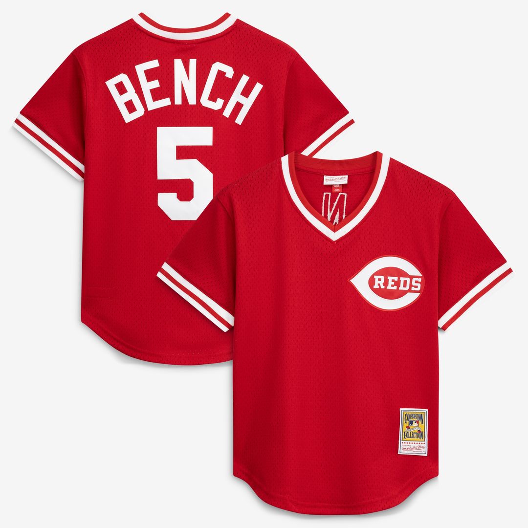 Cincinnati Reds Johnny Bench Mitchell & Ness Authentic Batting Practice Jersey - Scarlet MLB Team Jersey Baseball Fan Apparel