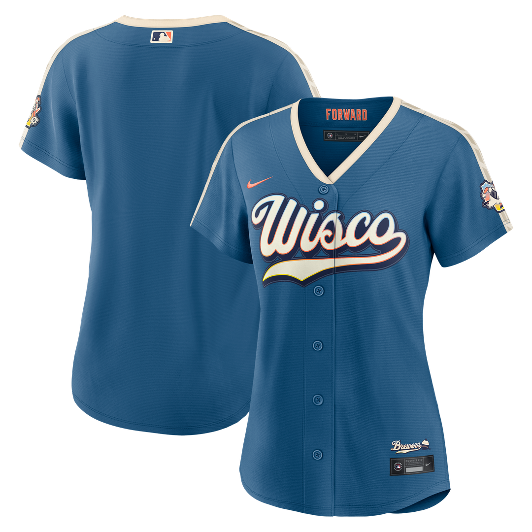 Milwaukee Brewers Nike Women's 2026 City Connect Stadium Jersey - Mineral Blue MLB Team Jersey Baseball Fan Apparel