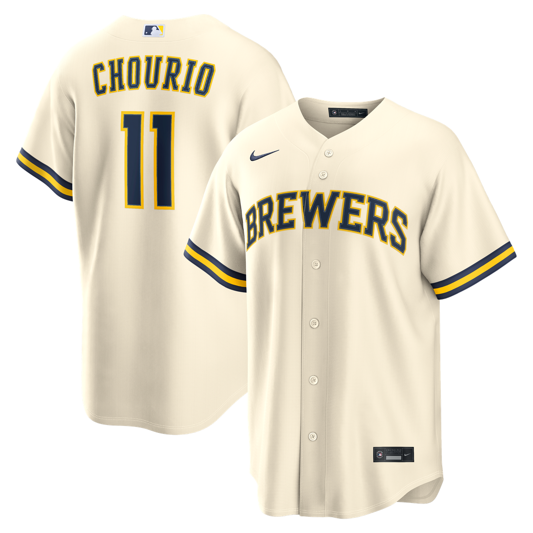 Milwaukee Brewers Jackson Chourio Nike Home Replica Jersey - Cream MLB Team Jersey Baseball Fan Apparel