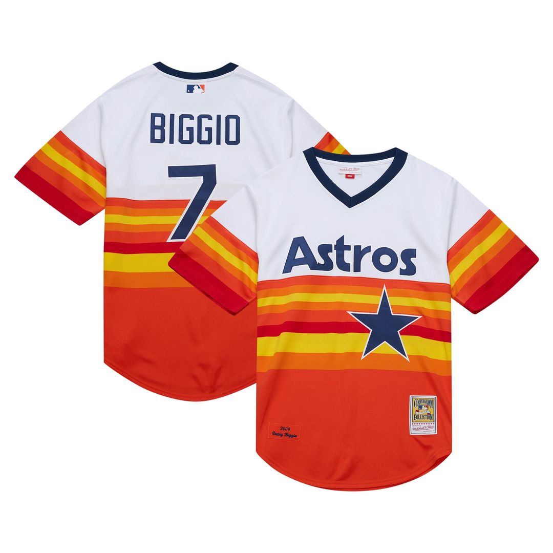 Houston Astros Craig Biggio Mitchell & Ness 2004 Cooperstown Authentic Throwback Jersey - White MLB Team Jersey Baseball Fan Apparel