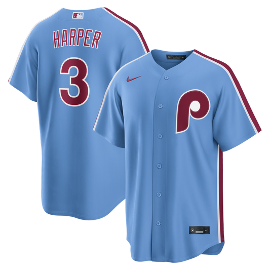 Philadelphia Phillies Bryce Harper Nike Alternate Replica Jersey - Light Blue MLB Team Jersey Baseball Fan Apparel