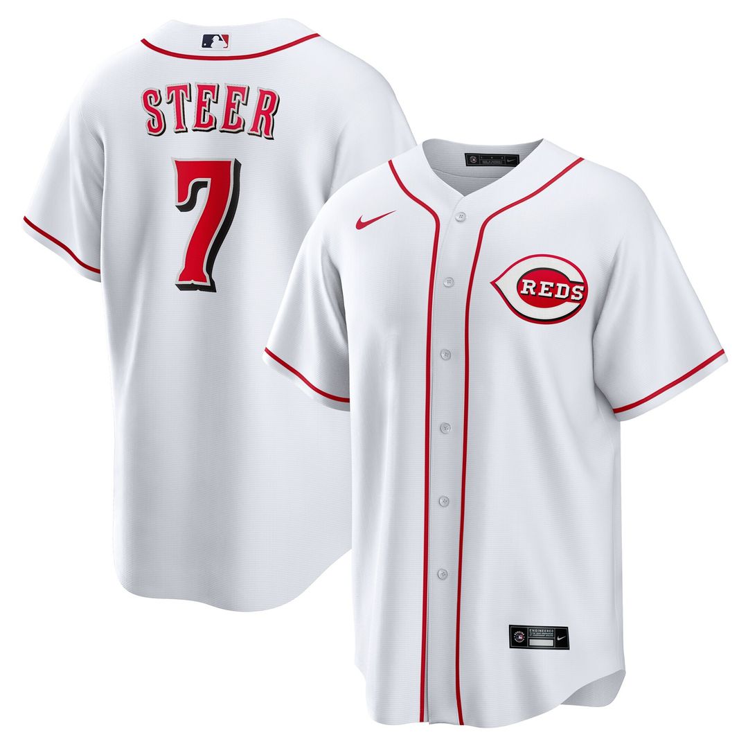 Cincinnati Reds Spencer Steer Nike Home Replica Jersey - White MLB Team Jersey Baseball Fan Apparel