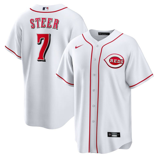 Cincinnati Reds Spencer Steer Nike Home Replica Jersey - White MLB Team Jersey Baseball Fan Apparel