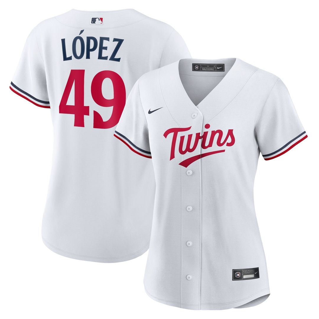 Minnesota Twins Pablo Lopez Nike Women's Home Replica Jersey - White MLB Team Jersey Baseball Fan Apparel
