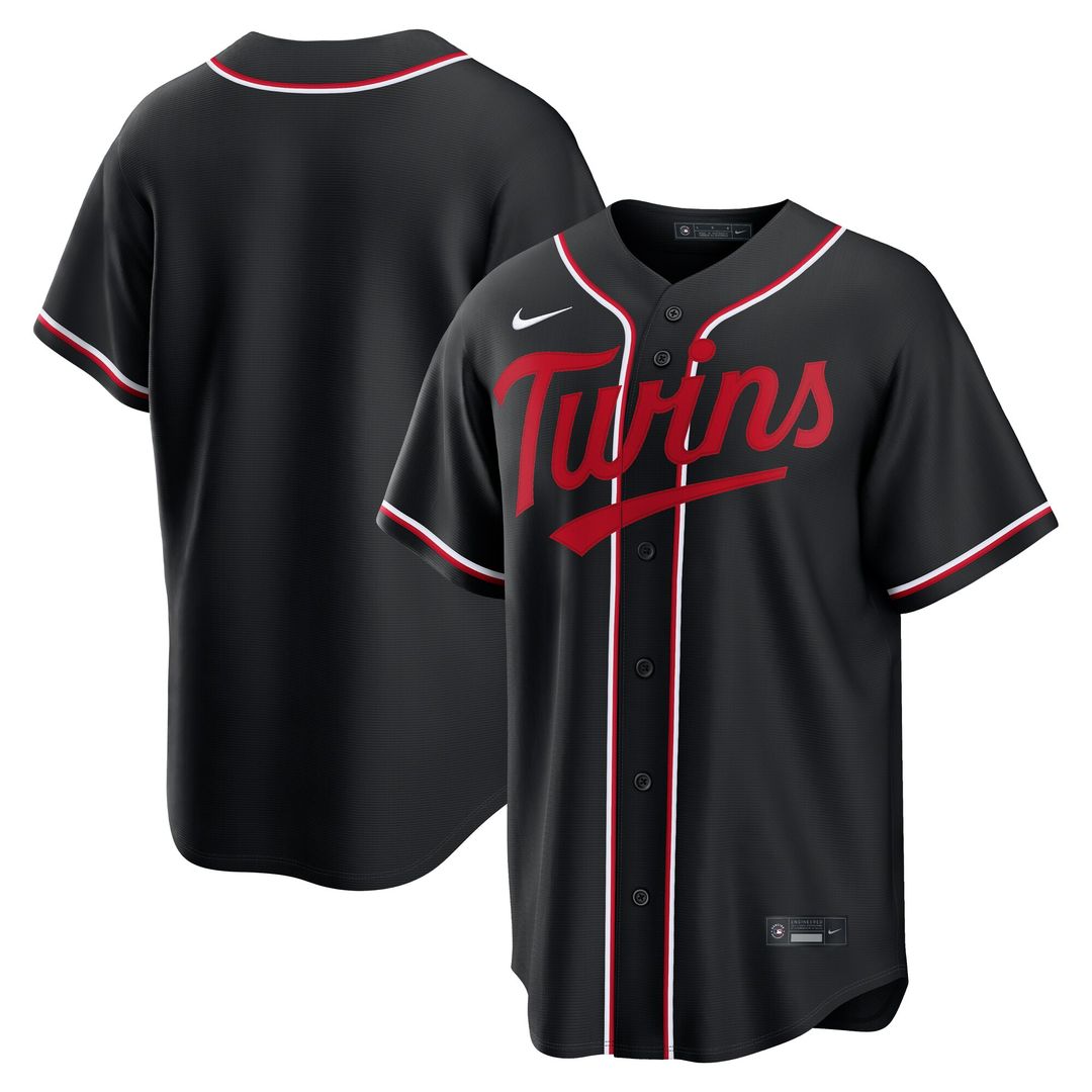 Minnesota Twins Nike Fashion Replica Black Out Jersey MLB Team Jersey Baseball Fan Apparel