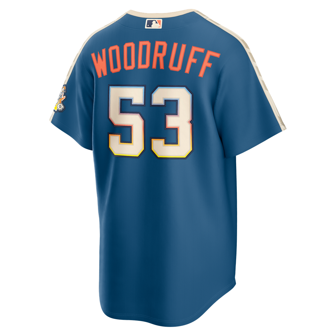 Milwaukee Brewers Brandon Woodruff Nike 2026 City Connect Stadium Jersey - Mineral Blue MLB Team Jersey Baseball Fan Apparel