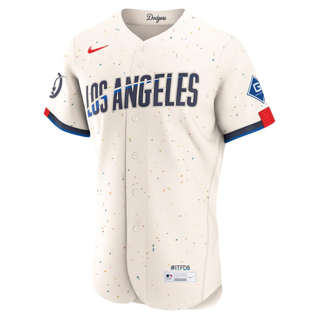 Los Angeles Dodgers Nike City Connect Authentic Sponsor Patch Jersey - Cream MLB Team Jersey Baseball Fan Apparel