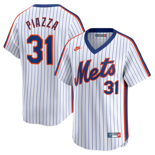New York Mets Mike Piazza Nike Throwback Cooperstown Limited Jersey - White MLB Team Jersey Baseball Fan Apparel