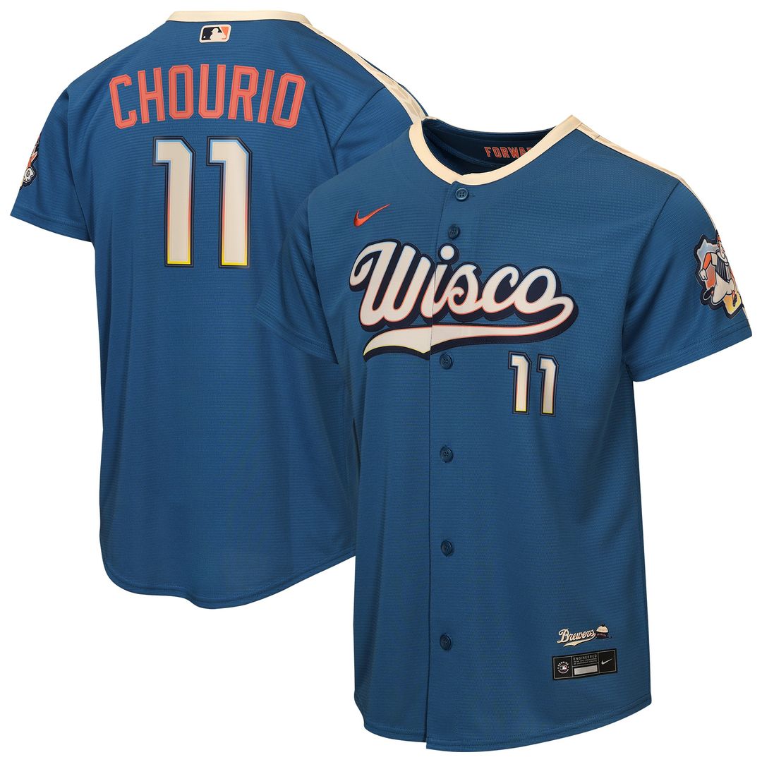 Milwaukee Brewers Jackson Chourio Nike Youth 2026 City Connect Stadium Jersey - Mineral Blue MLB Team Jersey Baseball Fan Apparel