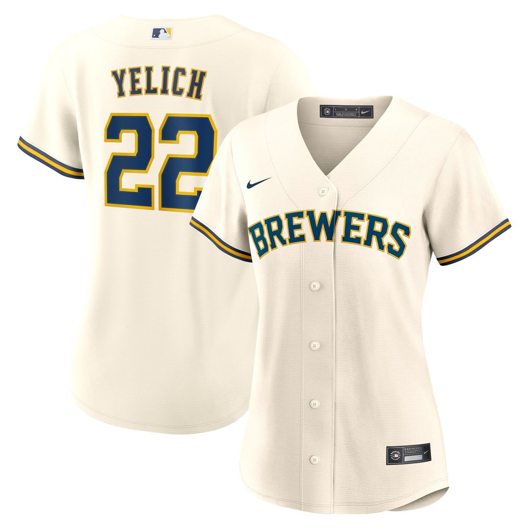 Milwaukee Brewers Christian Yelich Nike Women's Home Replica Jersey - White MLB Team Jersey Baseball Fan Apparel
