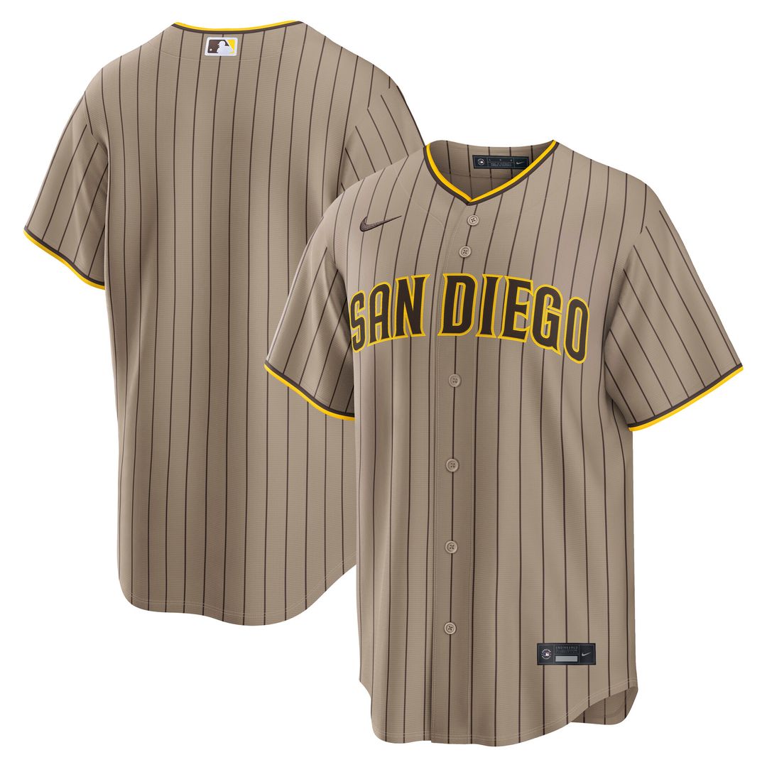 San Diego Padres Nike Alternate Replica Jersey - Sand MLB Team Jersey Baseball Fan Apparel