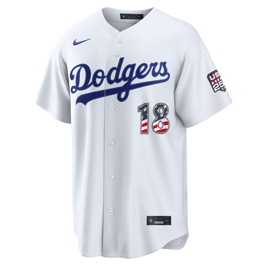 Los Angeles Dodgers Yoshinobu Yamamoto Nike USA 250 Fourth of July Home Stadium Jersey - White MLB Team Jersey Baseball Fan Apparel