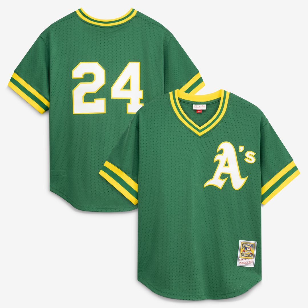 Athletics Rickey Henderson Mitchell & Ness Authentic Batting Practice Jersey - Green MLB Team Jersey Baseball Fan Apparel