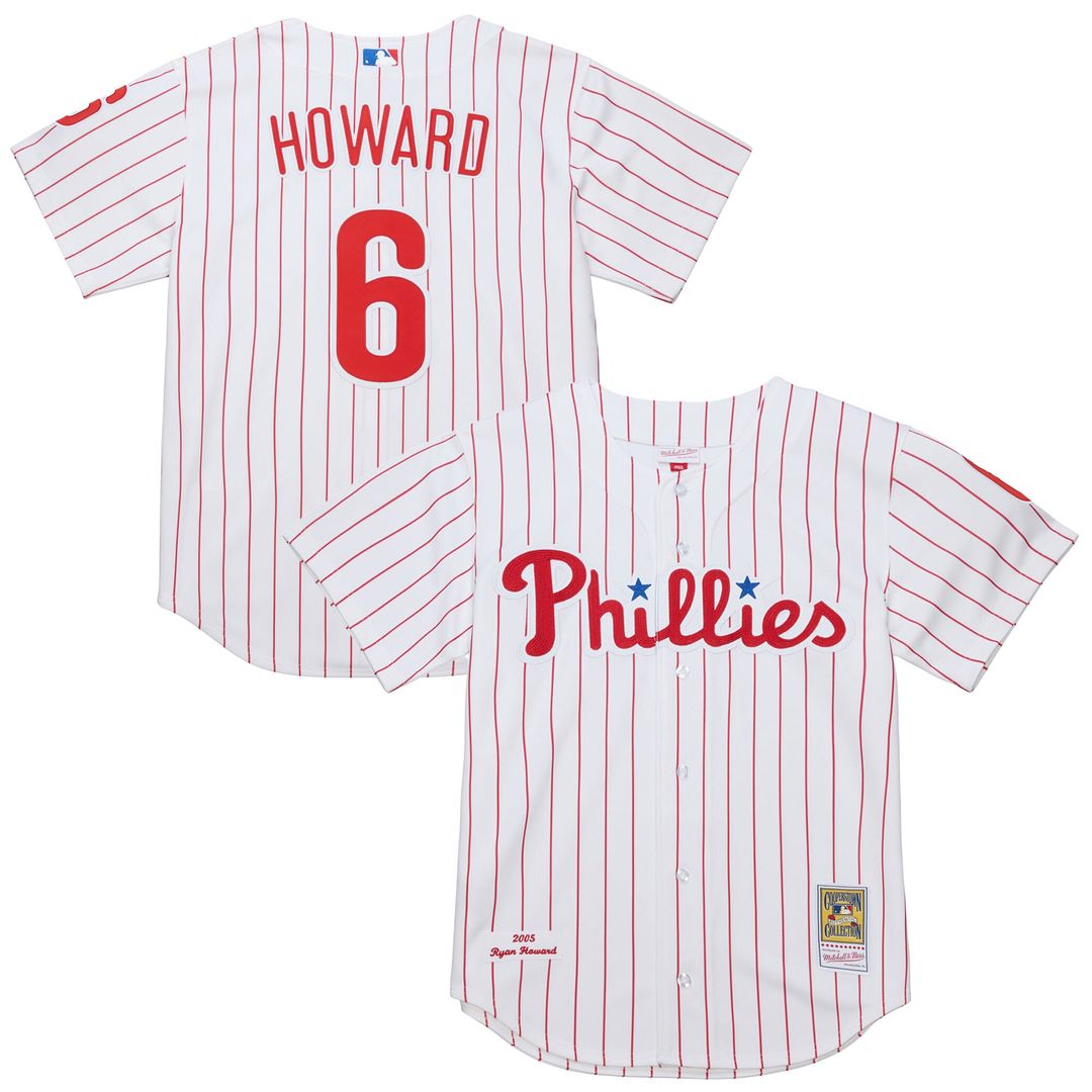 Philadelphia Phillies Ryan Howard Mitchell & Ness Cooperstown Authentic Jersey - White MLB Team Jersey Baseball Fan Apparel