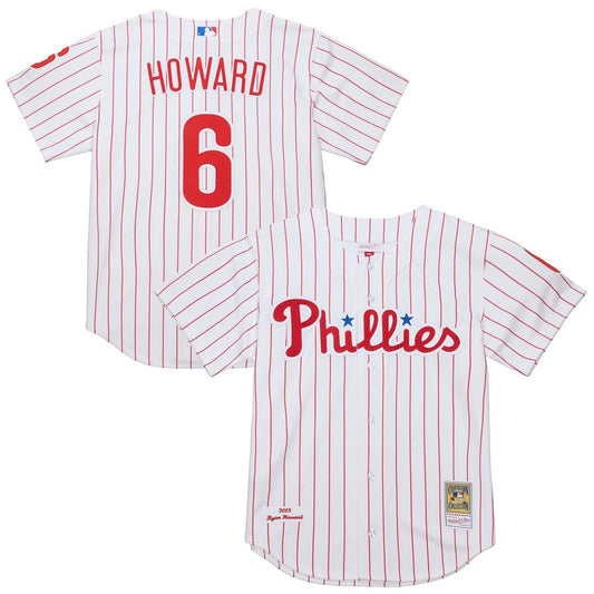 Philadelphia Phillies Ryan Howard Mitchell & Ness Cooperstown Authentic Jersey - White MLB Team Jersey Baseball Fan Apparel