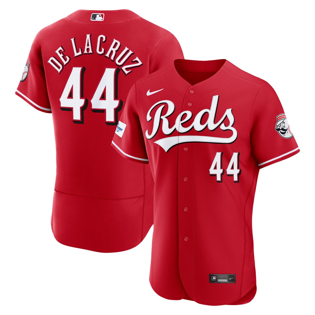 Cincinnati Reds Elly De La Cruz Nike Home Authentic Sponsor Patch Jersey - White MLB Team Jersey Baseball Fan Apparel