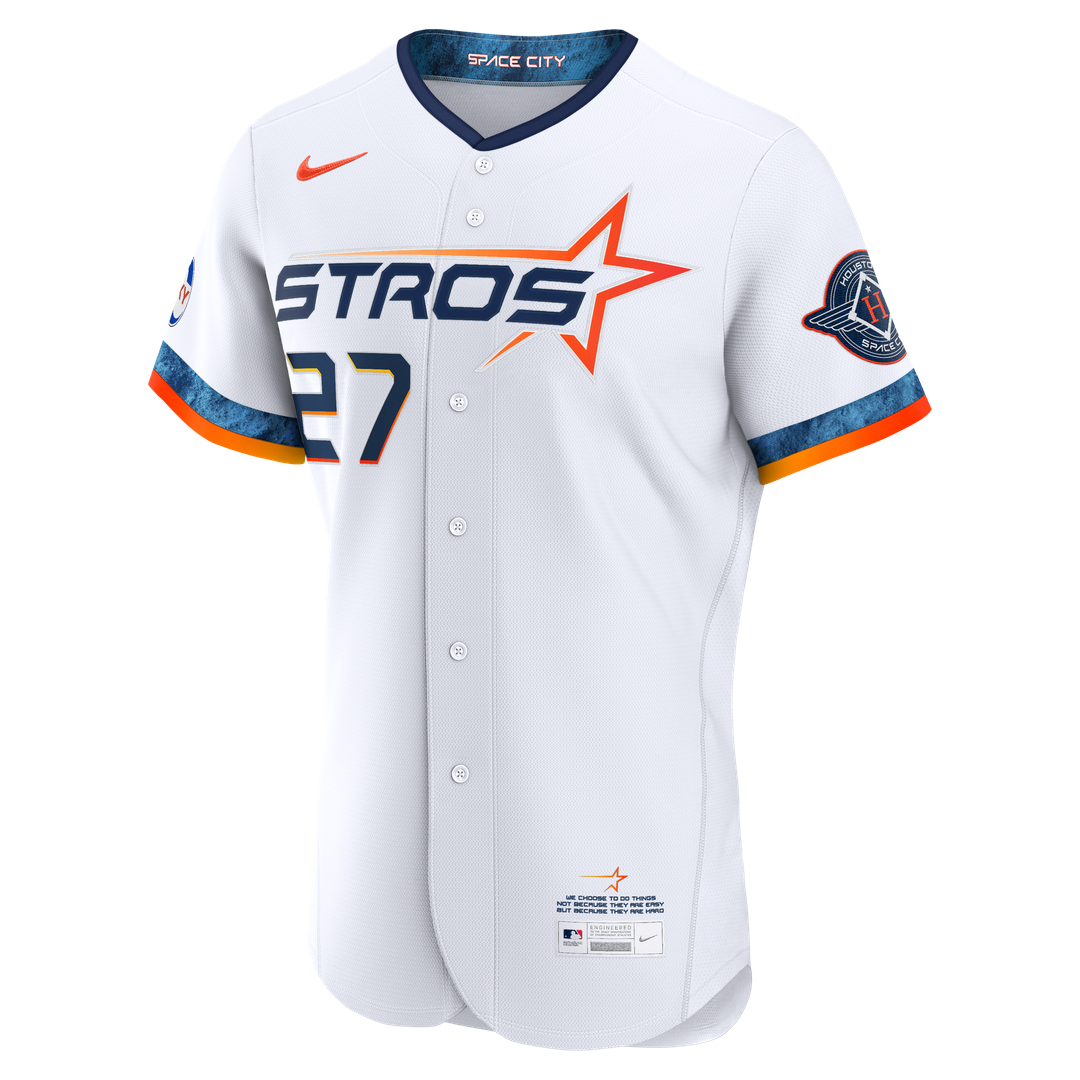 Houston Astros Jose Altuve Nike City Connect Authentic Sponsor Patch Jersey - White MLB Team Jersey Baseball Fan Apparel