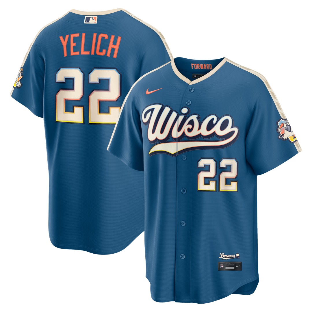 Milwaukee Brewers Christian Yelich Nike 2026 City Connect Stadium Jersey - Mineral Blue MLB Team Jersey Baseball Fan Apparel