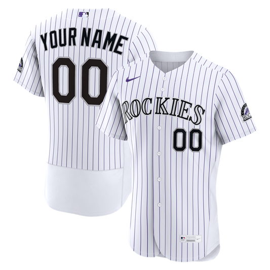 Colorado Rockies Nike Home Authentic Custom Jersey - White MLB Team Jersey Baseball Fan Apparel