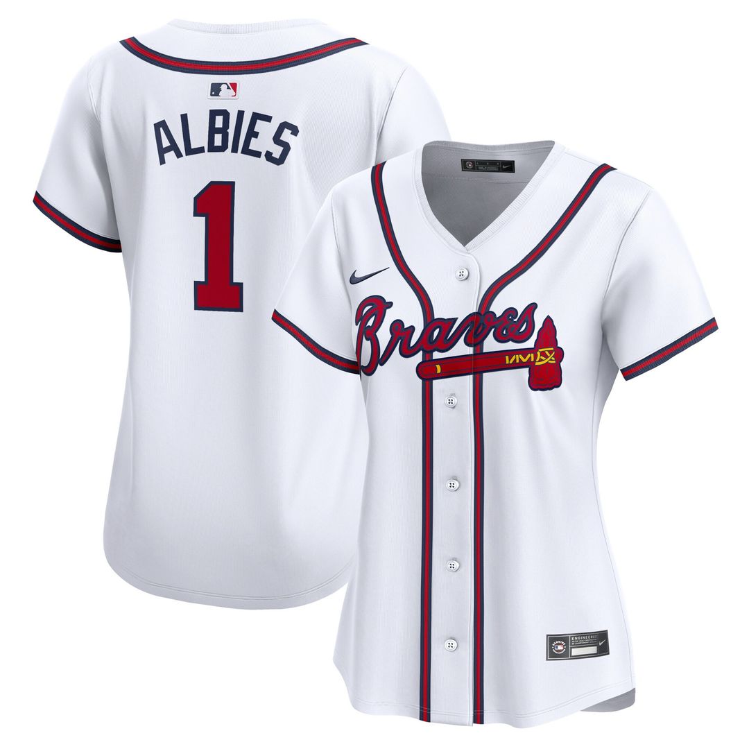 Atlanta Braves Ozzie Albies Nike Women's Home Limited Player Jersey - White MLB Team Jersey Baseball Fan Apparel