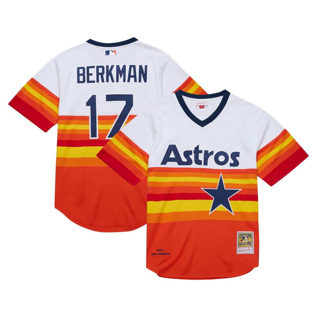 Houston Astros Lance Berkman Mitchell & Ness 2004 Cooperstown Authentic Throwback Jersey - White MLB Team Jersey Baseball Fan Apparel
