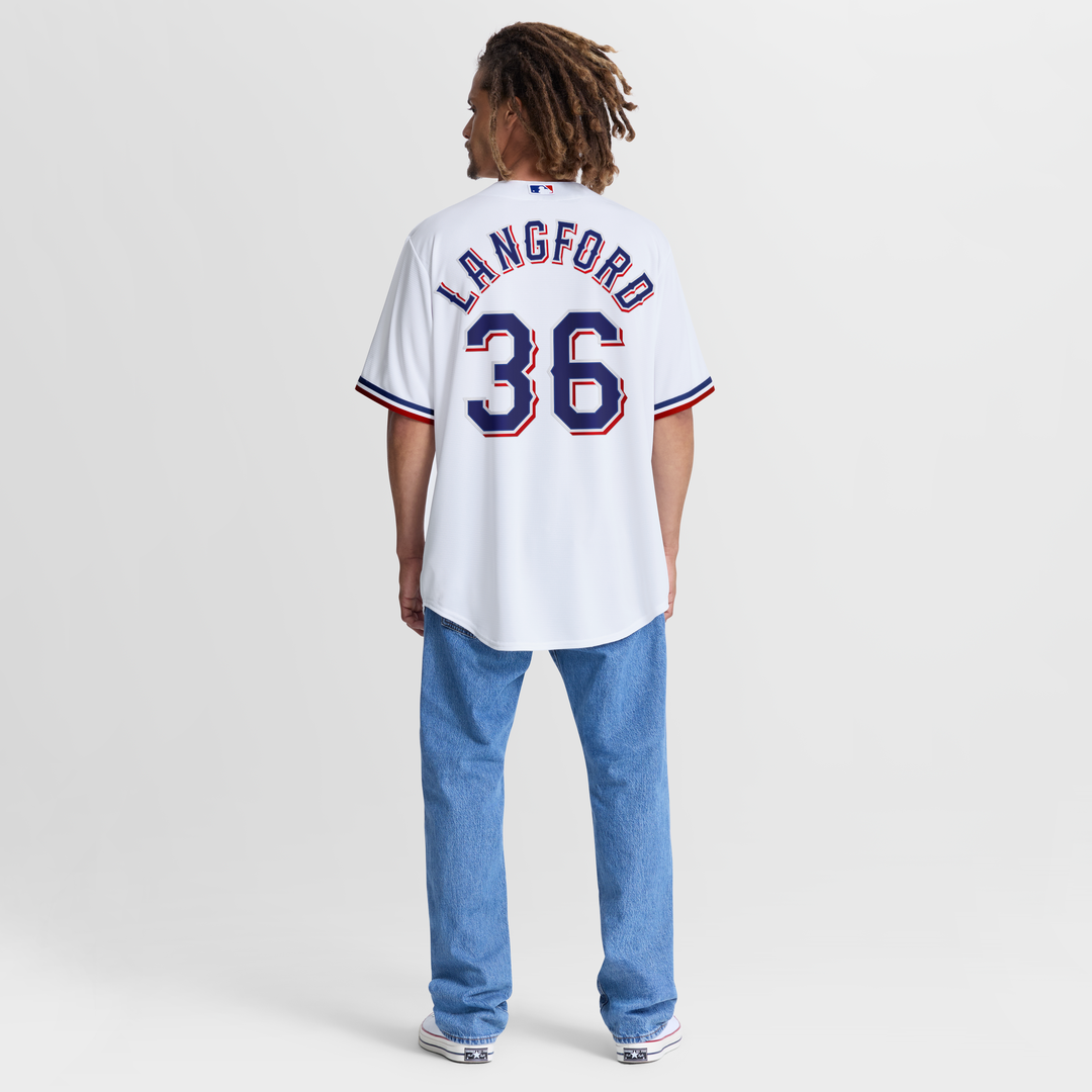 Texas Rangers Wyatt Langford Nike Home Replica Jersey - White MLB Team Jersey Baseball Fan Apparel