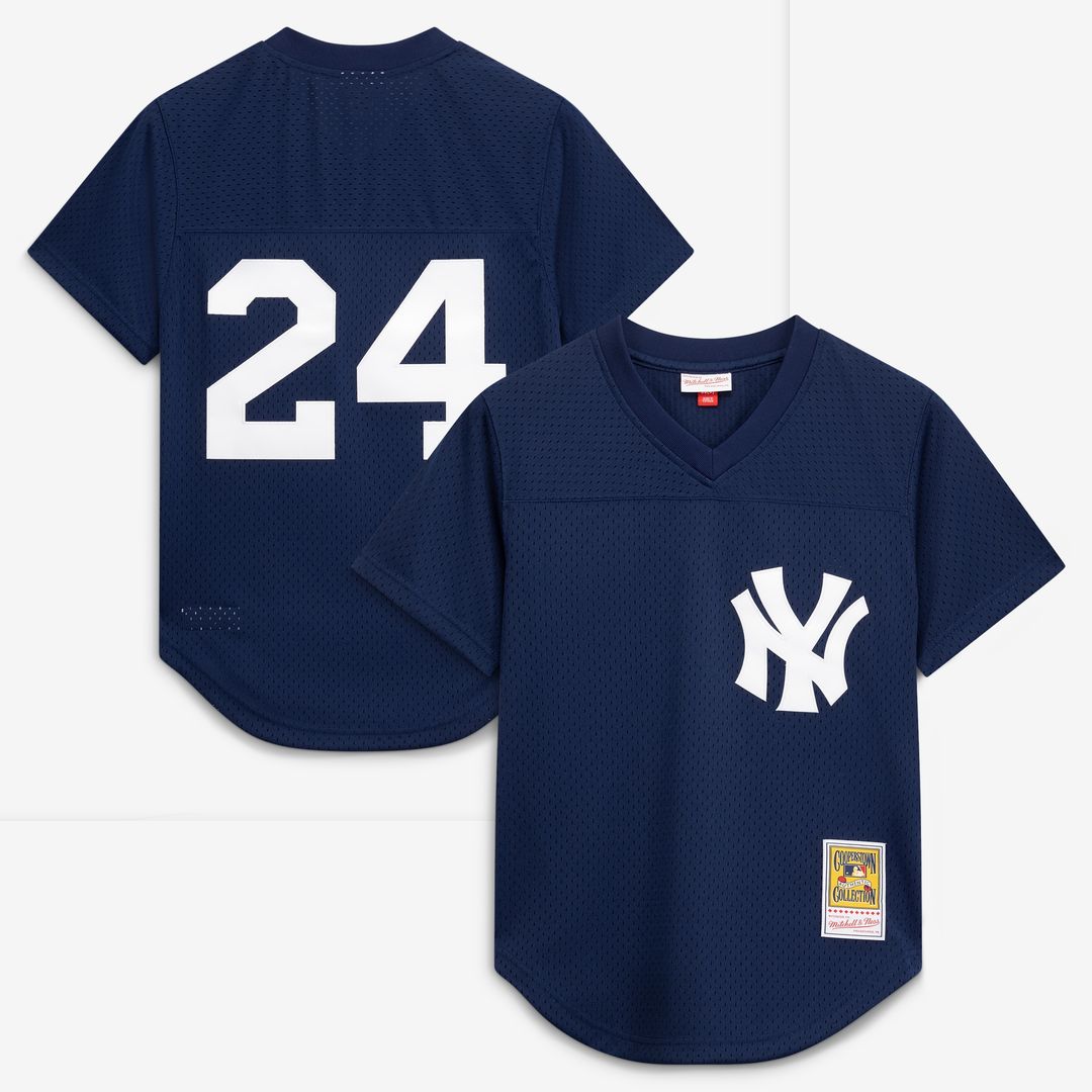 New York Yankees Rickey Henderson Mitchell & Ness Cooperstown Mesh Batting Practice Button - Up Jersey - Navy MLB Team Jersey Baseball Fan Apparel