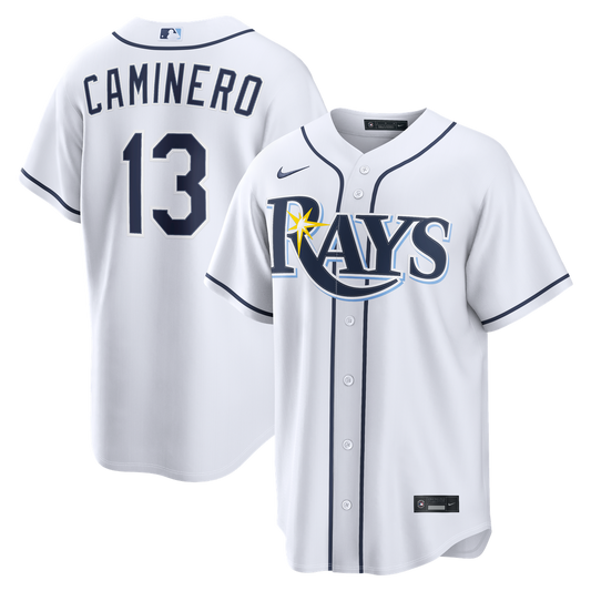 Tampa Bay Rays Junior Caminero Nike Home Replica Jersey - White MLB Team Jersey Baseball Fan Apparel