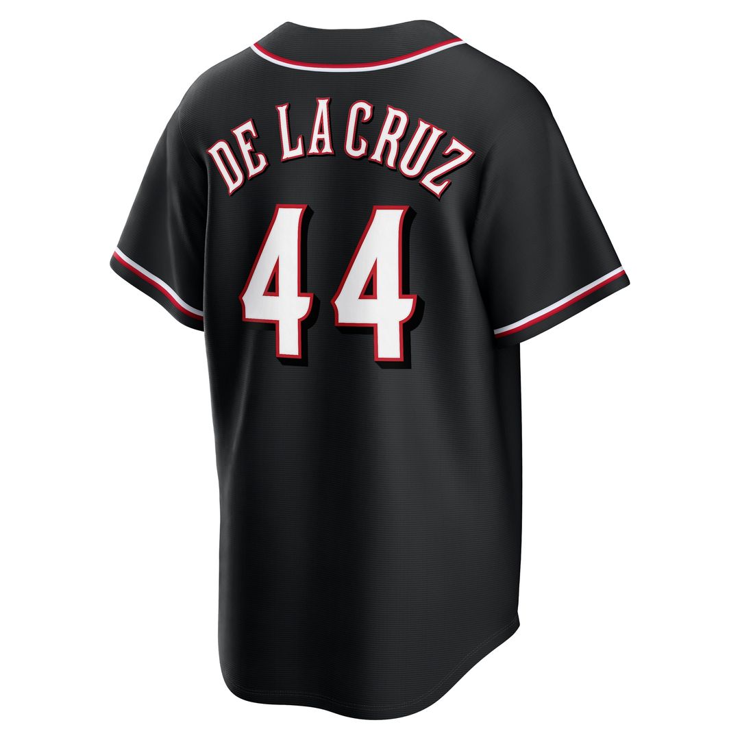 Cincinnati Reds Elly De La Cruz Nike Fashion Replica Black Out Jersey MLB Team Jersey Baseball Fan Apparel