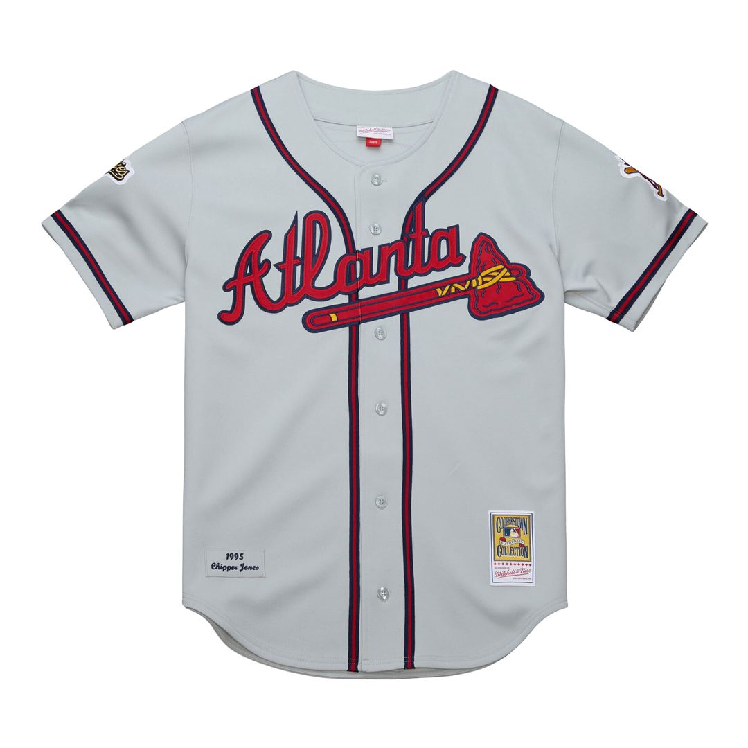 Atlanta Braves Chipper Jones Mitchell & Ness 1995 Throwback Authentic Jersey - Gray MLB Team Jersey Baseball Fan Apparel