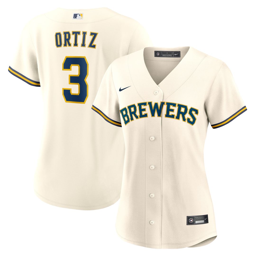 Milwaukee Brewers Joey Ortiz Nike Women's Home Replica Jersey - Cream MLB Team Jersey Baseball Fan Apparel