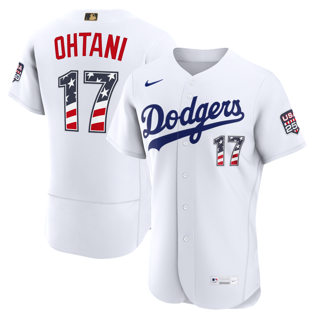 Los Angeles Dodgers Shohei Ohtani Nike USA 250 Fourth of July Home Authentic Jersey - White MLB Team Jersey Baseball Fan Apparel