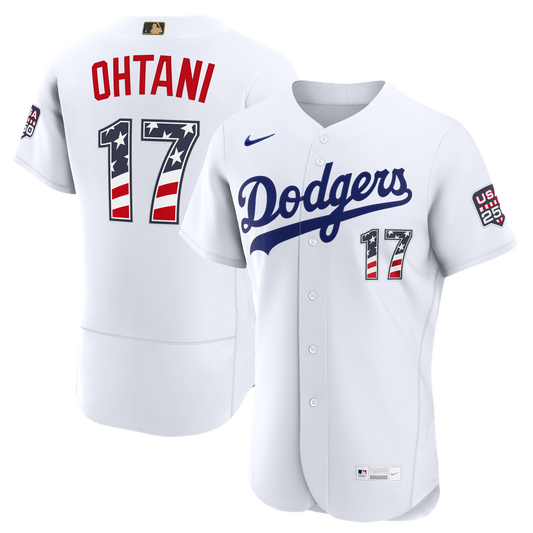 Los Angeles Dodgers Shohei Ohtani Nike USA 250 Fourth of July Home Authentic Jersey - White MLB Team Jersey Baseball Fan Apparel