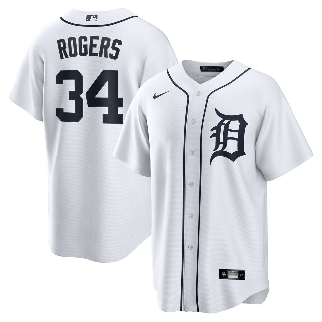 Detroit Tigers Jake Rogers Nike Home Replica Jersey - White MLB Team Jersey Baseball Fan Apparel