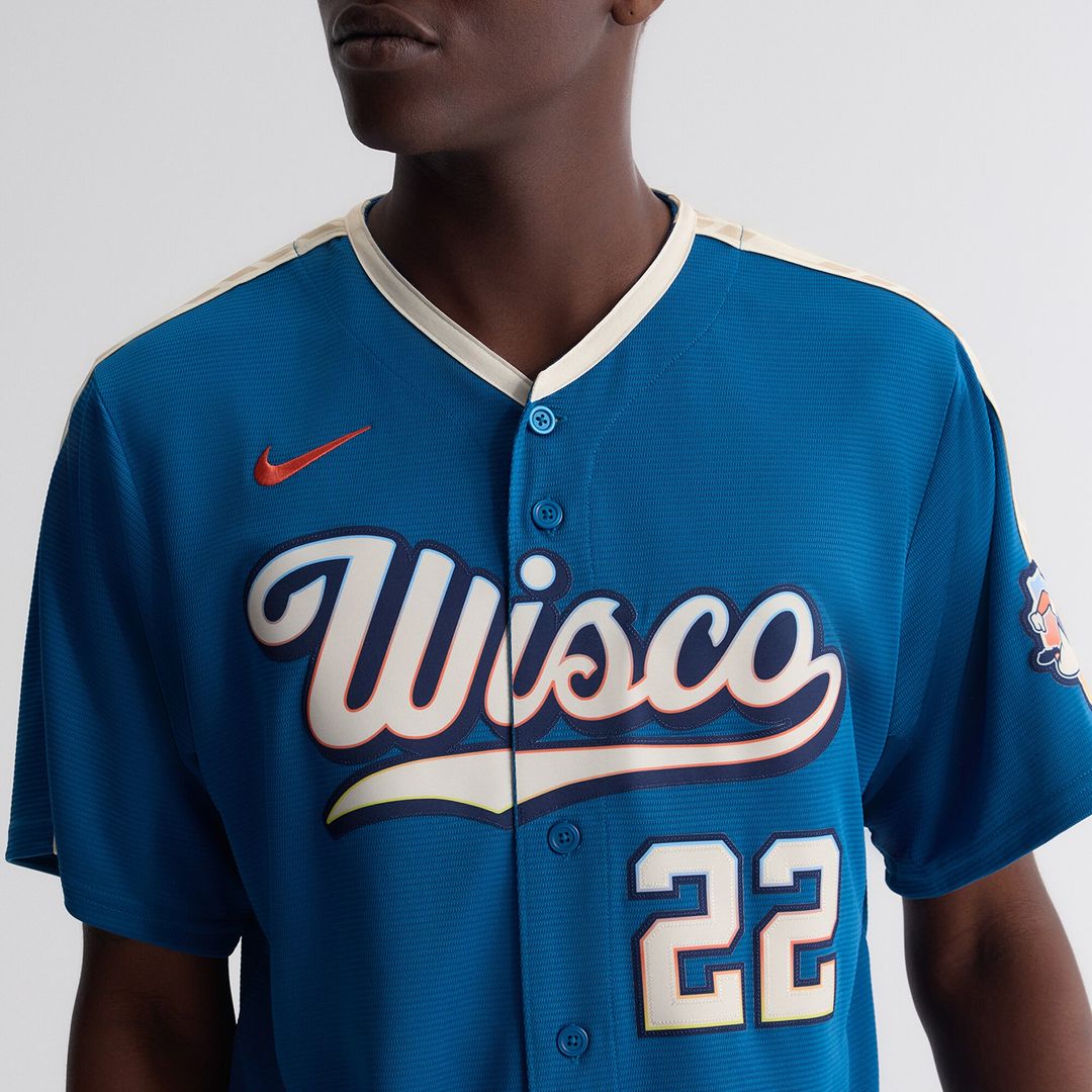 Milwaukee Brewers Christian Yelich Nike 2026 City Connect Stadium Jersey - Mineral Blue MLB Team Jersey Baseball Fan Apparel