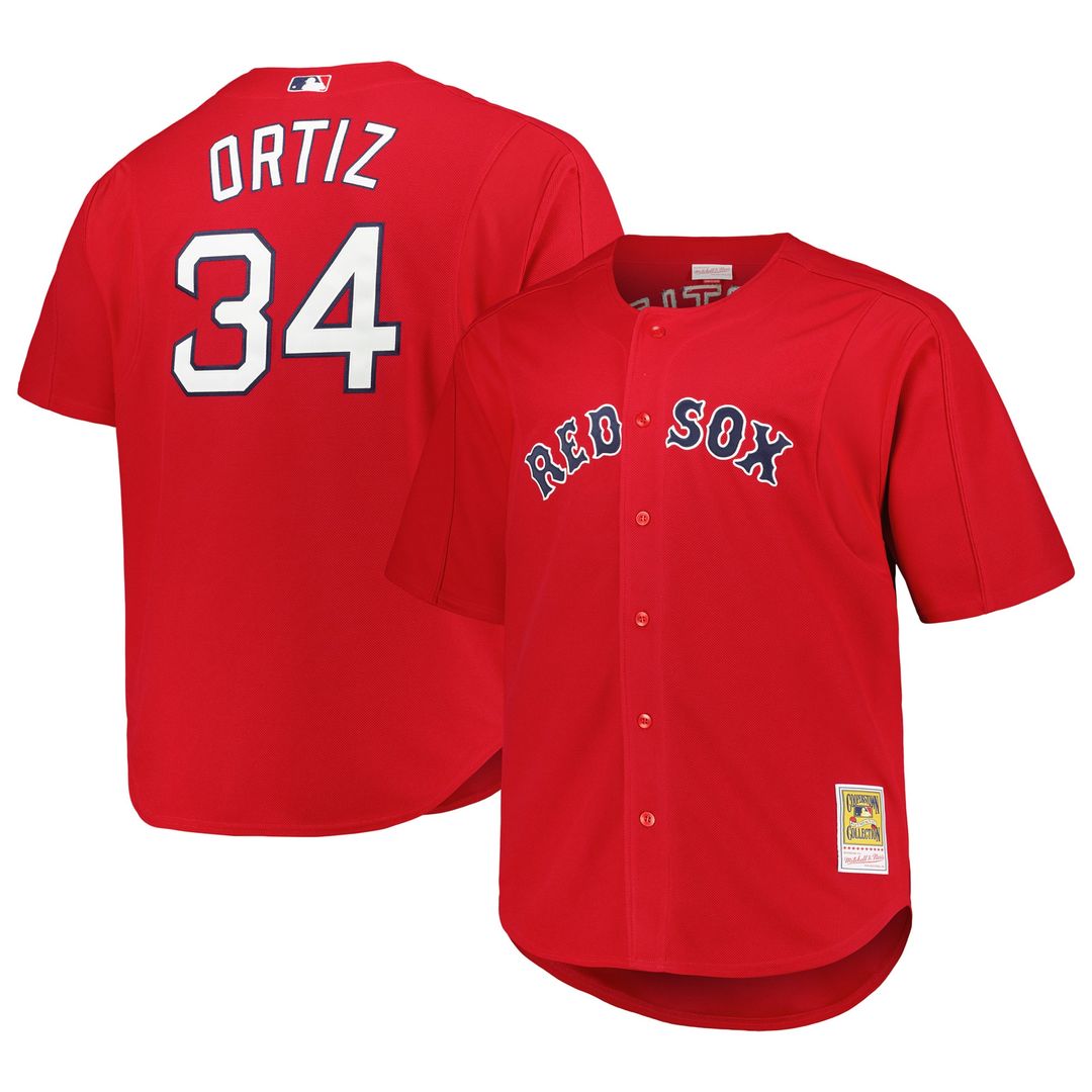 Boston Red Sox David Ortiz Mitchell & Ness Big & Tall Cooperstown Mesh Batting Practice Jersey - Red MLB Team Jersey Baseball Fan Apparel
