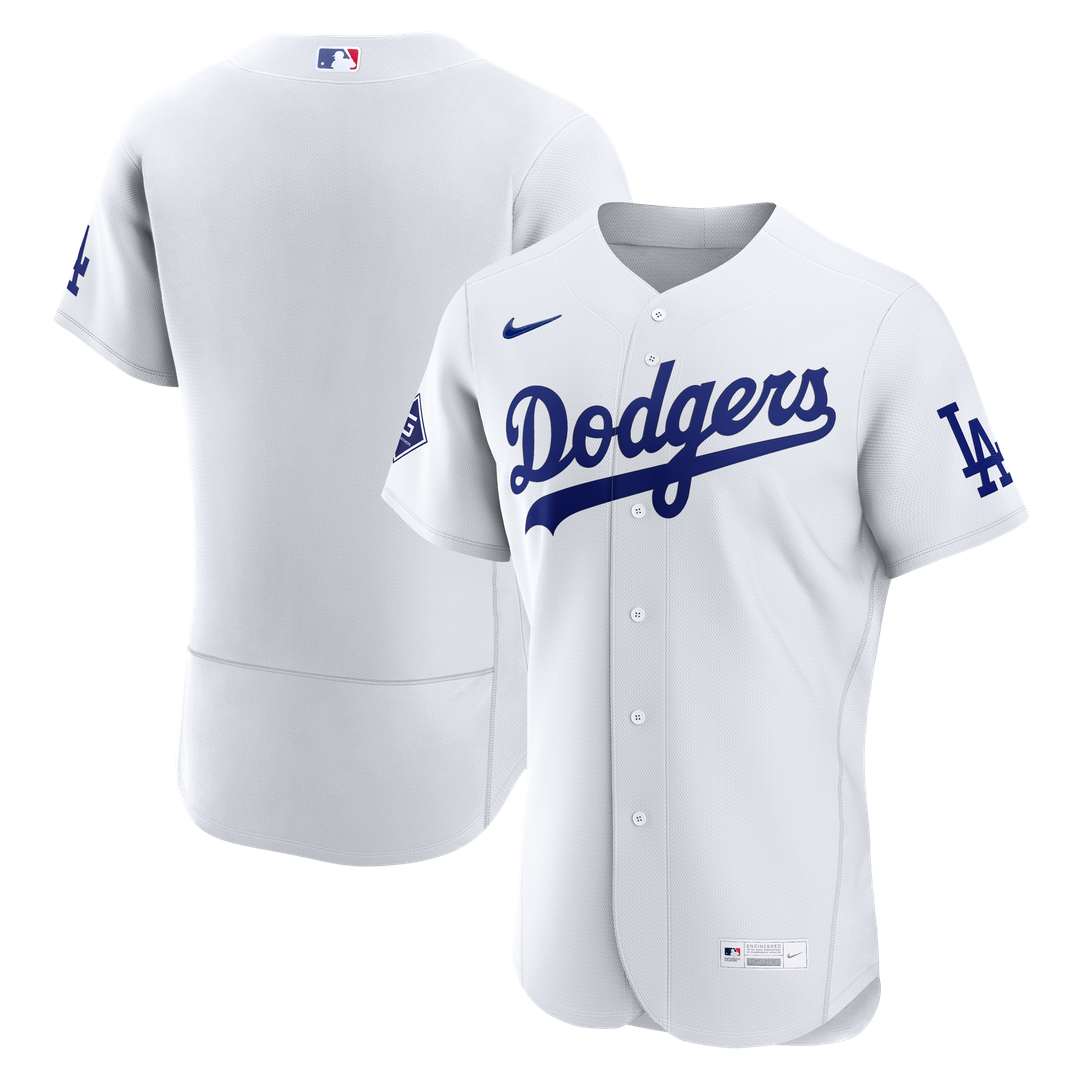 Los Angeles Dodgers Nike Home Sponsor Patch Authentic Jersey - White MLB Team Jersey Baseball Fan Apparel