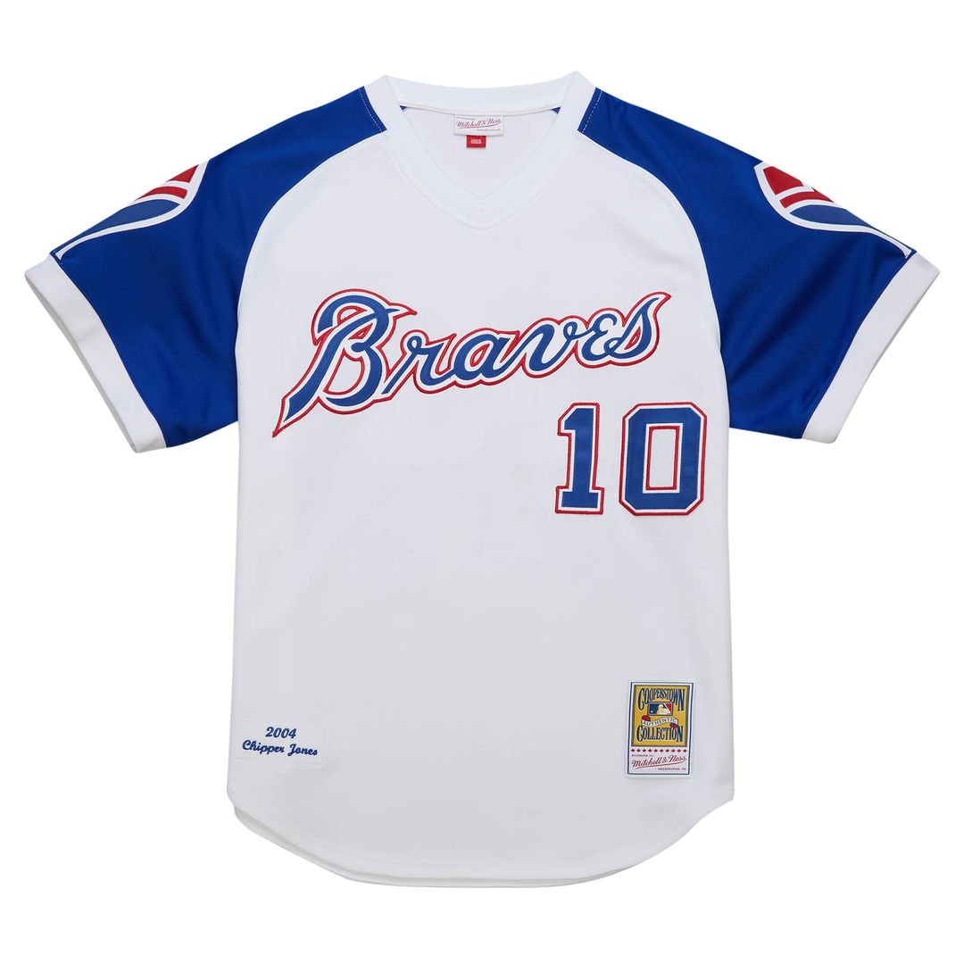Atlanta Braves Chipper Jones Mitchell & Ness 2004 Cooperstown Authentic Throwback Jersey - White MLB Team Jersey Baseball Fan Apparel