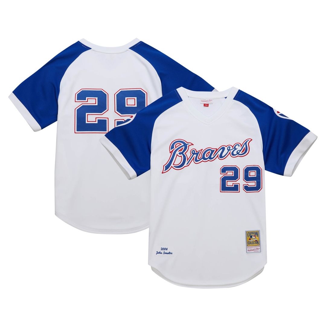 Atlanta Braves John Smoltz Mitchell & Ness 2004 Cooperstown Authentic Throwback Jersey - White MLB Team Jersey Baseball Fan Apparel