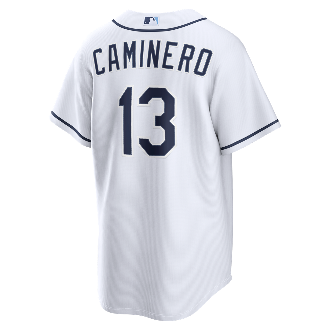 Tampa Bay Rays Junior Caminero Nike Home Replica Jersey - White MLB Team Jersey Baseball Fan Apparel