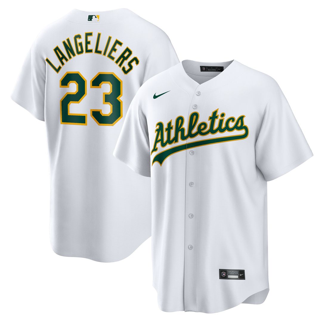 Athletics Shea Langeliers Nike Home Replica Jersey - White MLB Team Jersey Baseball Fan Apparel