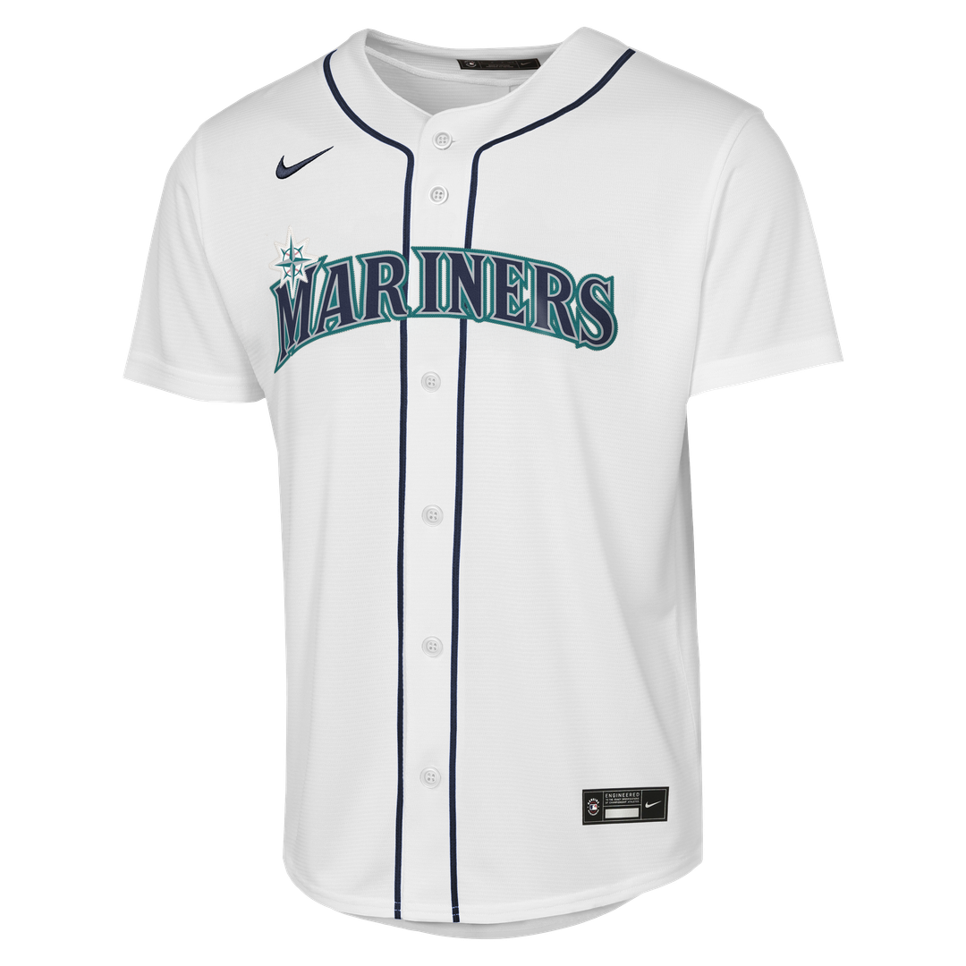 Seattle Mariners Bryan Woo Nike Youth Home Baseline Jersey - White MLB Team Jersey Baseball Fan Apparel
