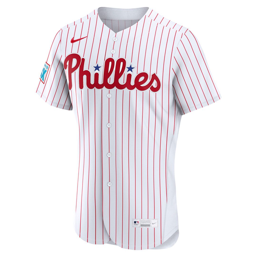 Philadelphia Phillies Nike Home Sponsor Patch Authentic Jersey - White MLB Team Jersey Baseball Fan Apparel