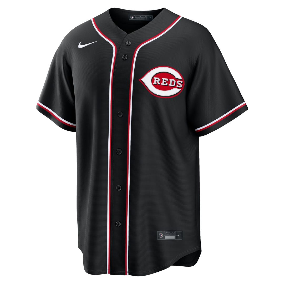 Cincinnati Reds Elly De La Cruz Nike Fashion Replica Black Out Jersey MLB Team Jersey Baseball Fan Apparel