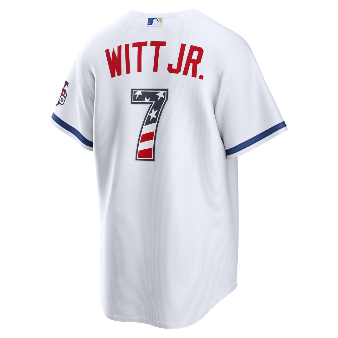 Kansas City Royals Bobby Witt Jr. Nike USA 250 Fourth of July Home Stadium Jersey - White MLB Team Jersey Baseball Fan Apparel