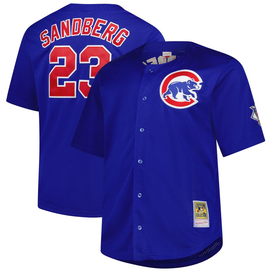 Chicago Cubs Ryne Sandberg Mitchell & Ness Big & Tall Cooperstown Mesh Batting Practice Jersey - Royal MLB Team Jersey Baseball Fan Apparel